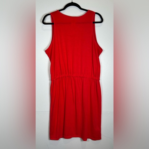 Faded Glory Red Sleeveless V-Neck Dress with Elastic Drawstring Waist. - Picture 2 of 9